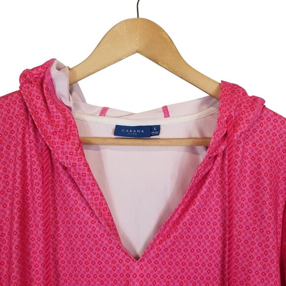 Cabana Life Women's Hooded Long Sleeve SPF Pink Beach Cover Up Size Large - Picture 4 of 7